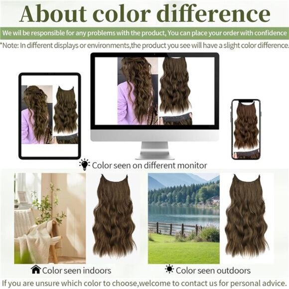 KooKaStyle Invisible Wire Hair Extensions with Transparent Wire Long Wavy - Picture 3 of 7